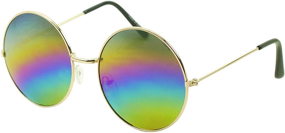 Men Women Round Sunglasses Oversized Flat Color Lens Crystal Colorful Frame Fashion Shades