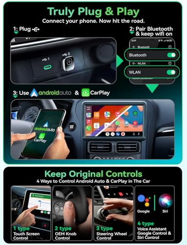 Mavlou Wireless Carplay & Android Auto Adapter, Metal Design Mini & Stable 2-in-1 Dongle, Convert Vehicle's Wired CarPlay/AA to Wireless, for iOS 10+/Android 11+ & Cars from 2016 (Gray)