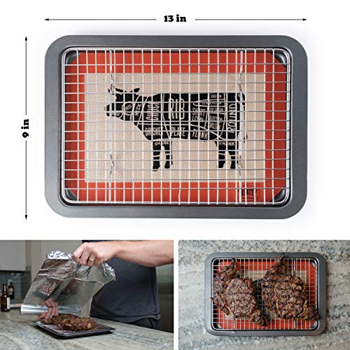 Trinity Provisions Meat Resting Pan With Wire Rack and Silicone 9" x