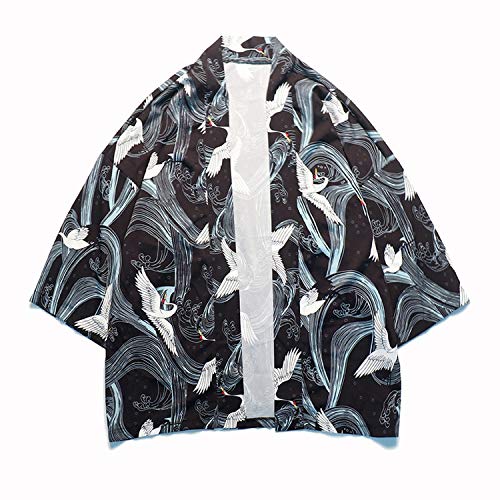 Men's Wear Japanese Kimono Traditional Loose Coat Cardigan Cosplay Japanese Yukata Kimonos Tops,Blue,M - Thumbnail 5