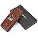 LINSISYH Cigar Cases, Leather Embossed 3 Cigar Tube Holder with Premium Cigar Cutter Set