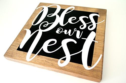 BLESS OUR NEST Rustic Farmhouse Style Wood Sign - ** MEDIUM (9"X9")**
