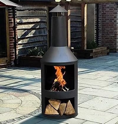 Garden Mile Large Steel Chiminea Wood Burner Outdoor Heater Fire Pit Black 135cm