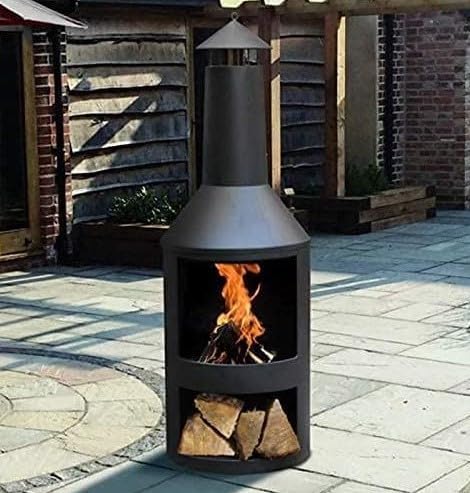 Garden Mile Large Steel Chiminea Wood Burner Outdoor Heater Fire Pit Black 135cm