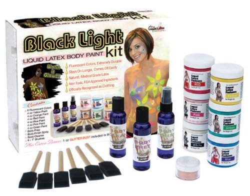 Black Light Liquid Latex Body Paint Kit