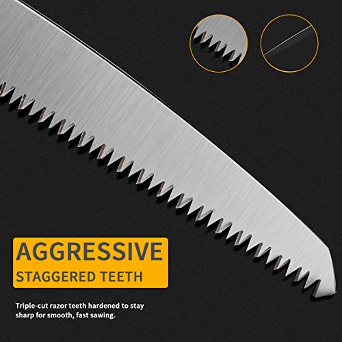 LINGSFIRE Folding Hand Saw, 7-Inch Camping Pruning Saw Manganese Steel Trim Pruner Heavy Duty Dry Wood Pruning Saw with Safety Lock Gardening Tool for Tree Shrubs, Non-Slip Ergonomic Handle - Thumbnail 3