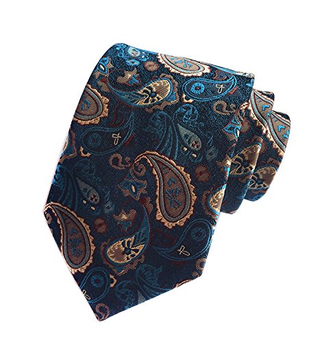 Secdtie Men's Classic Green Brown Jacquard Woven Tie Luxury Business Necktie