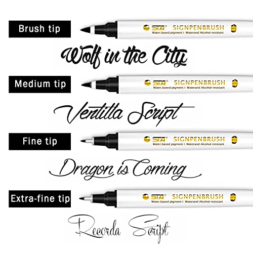 Calligraphy pens, Hand Lettering Pens, Brush Markers Set, Soft and Hard