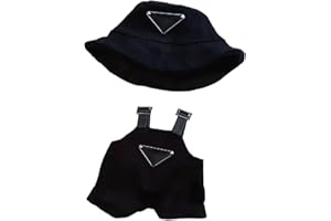 17cm Clothes Set(NO Doll), Hat & Overalls Set for 17cm Accessories Suit, Cute Clothes for Dress up Unique Style (Black1)