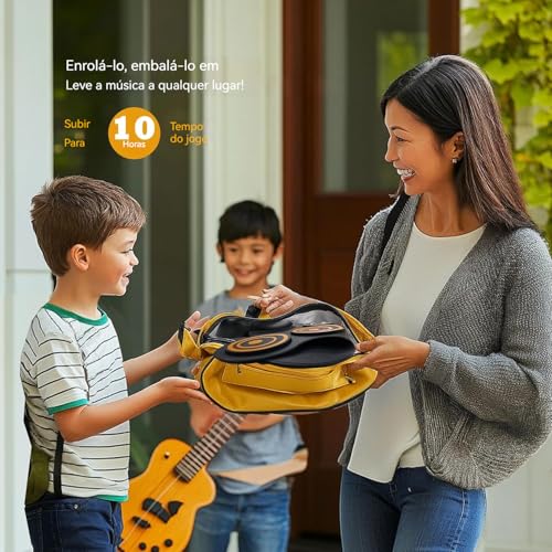 VEDO Bateria Eletrônica Infantil 10 Pads Sensíveis, Alto-Falantes Duplos, 2000mAh Bateria Recarregável, MIDI e Conexão para Fones - Kit Musical Portátil com 9 Músicas Demo e 10 Ritmos Crianças