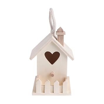 Lifepavilion Heart Shaped Wooden Bird Hut Outdoor Hanging Garden