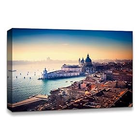 Canvas Wall Art Beautiful Landscape Grand Canal, Venice, Italy Painting Artwork for Home Prints Framed - 12x18 inches