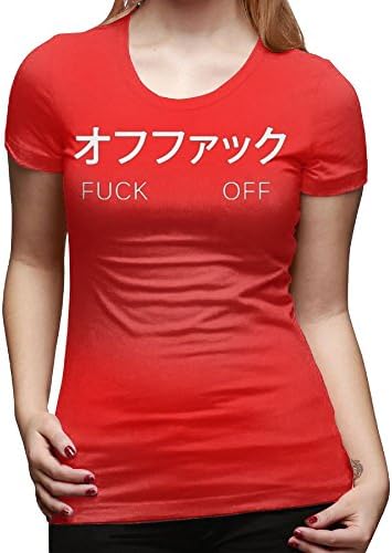 FZ729 Fashion Japanese Notes words Fuck Off Logo Women's Short Sleeve Tee Full 3D Graphic Printed Casual T-Shirt 100% Cotton