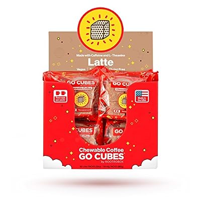 GO CUBES Energy Chews, Latte Coffee Flavored, 4 count chews 6 Pack