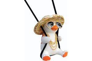 Swinging Duck Car Mirror Hanging Ornament, Car Hanging Accrssories, Interior Mirror Decor Funny Gifts (Plump A)