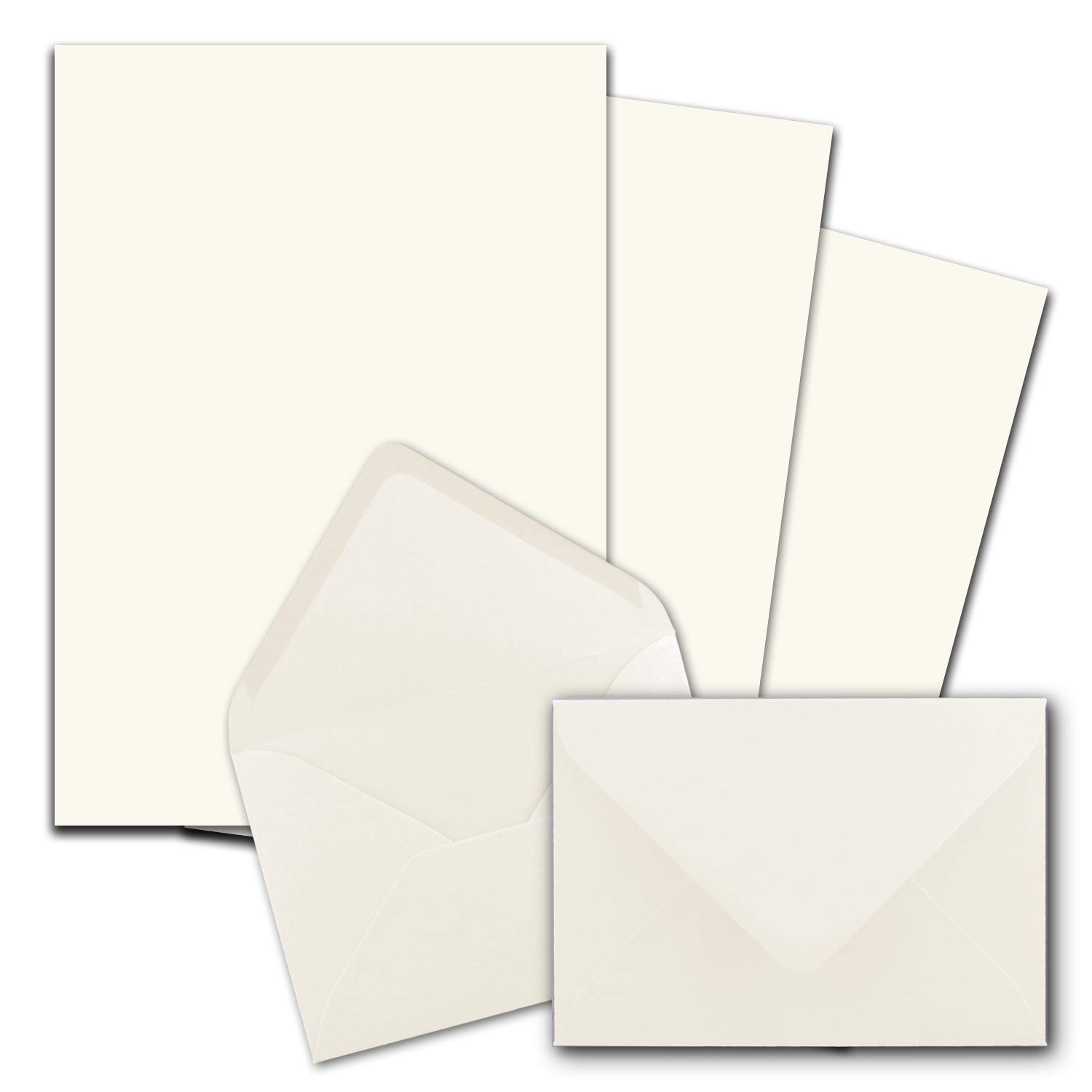 50 x Letter Paper Sets A4 with C6 Envelopes, Wet Seal, Natural White, Matte Writing Paper with Envelopes, FarbenFroh by Gustav Neuser