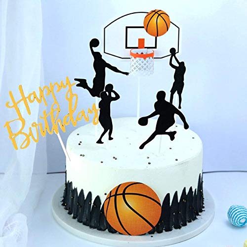 Basketball Scene Theme Cake Toppers Set Boy Birthday Party Cupcake