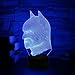 Birthday Gift Night Light for Kids 3D Illusion Lamp Optical Led Desk Lamps Unique Gifts for Boys Home Decor Office Bedroom Party Decorations Bat Nursery Lighting 7 Color Bonus Phone Ring Stand 2018
