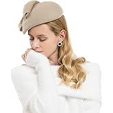 HIMESPORT Wool Felt Fascinator Hats for Women Ladies Elegant Church Cocktail Tea Party Dress Pillbox Hat