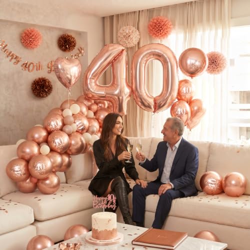 40th Birthday Decoration Rose Gold, 40th Birthday Balloons Woman | 40th Birthday Garlands, Balloons 40th Birthday, Party 40th Birthday Decoration Confetti for Decoration Birthday 40 Women