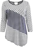 Plus Size Women's Stripe Pattern 3/4 Sleeve Fashion T Shirt Top Clothing