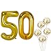 Gold Number 50th Birthday Balloons Set - 40 Inch | Gold Number 50 with Gold Confetti Balloons for 50 Anniversary Decorations | 50th Birthday Party Decorations | 50 Wedding Anniversary Decorations