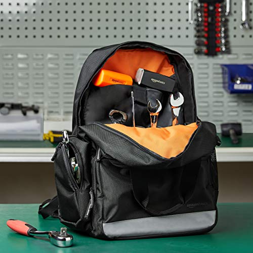 Amazon Basics Durable, Padded Tool Bag Backpack, Black 23 Pocket with 3 Pocket Front Pricepulse