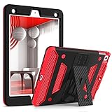 GUAGUA New iPad Case 9.7 2018/2017 iPad Pro Case 9.7 with Kickstand Shockproof Heavy Duty Three Layer High Impact Full-Body Rugged Protective Case for Apple iPad 9.7 2017/2018/iPad Pro 9.7 Black/Red