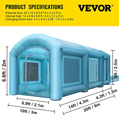 Happybuy Inflatable Paint Booth 20x10x8.2ft With 2 Blowers Inflatable