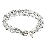 Multi-Strand Flat Round Sterling Silver Chain Toggle Bracelet Italy