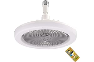 FRJINIE Enclosed Ceiling Fans with Lights and Remote, 10 Inch Mini Bladeless Ceiling Fan with Light, Family Summer Gift, for Kitchen/Bathroom/Garage/Pantry/Tool Room/Store Room/Closet/Laundry Room (Grey)