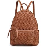 SHOMICO Mini Woven Backpack Purse for Women Trendy Daypacks Stylish Backpack Women's Fashion Handbag for Travel Vacation Valentine's Gift (Small Camel Woven)
