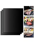 SunJet Magic Grill Mat, 100% Non-Stick Heat-Resistance BBQ Grill & Baking mats, Set of 3 Barbecue Mat Durable, Reusable and Easy to Clean - Works on Gas, Charcoal, Electric Grill - 15.75 x 13 inch