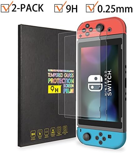 Tempered Glass Screen Protector for Nintendo Switch 2017, Kirlor Premium 9H 0.25 mm Screen Protector Film - 2 Piece