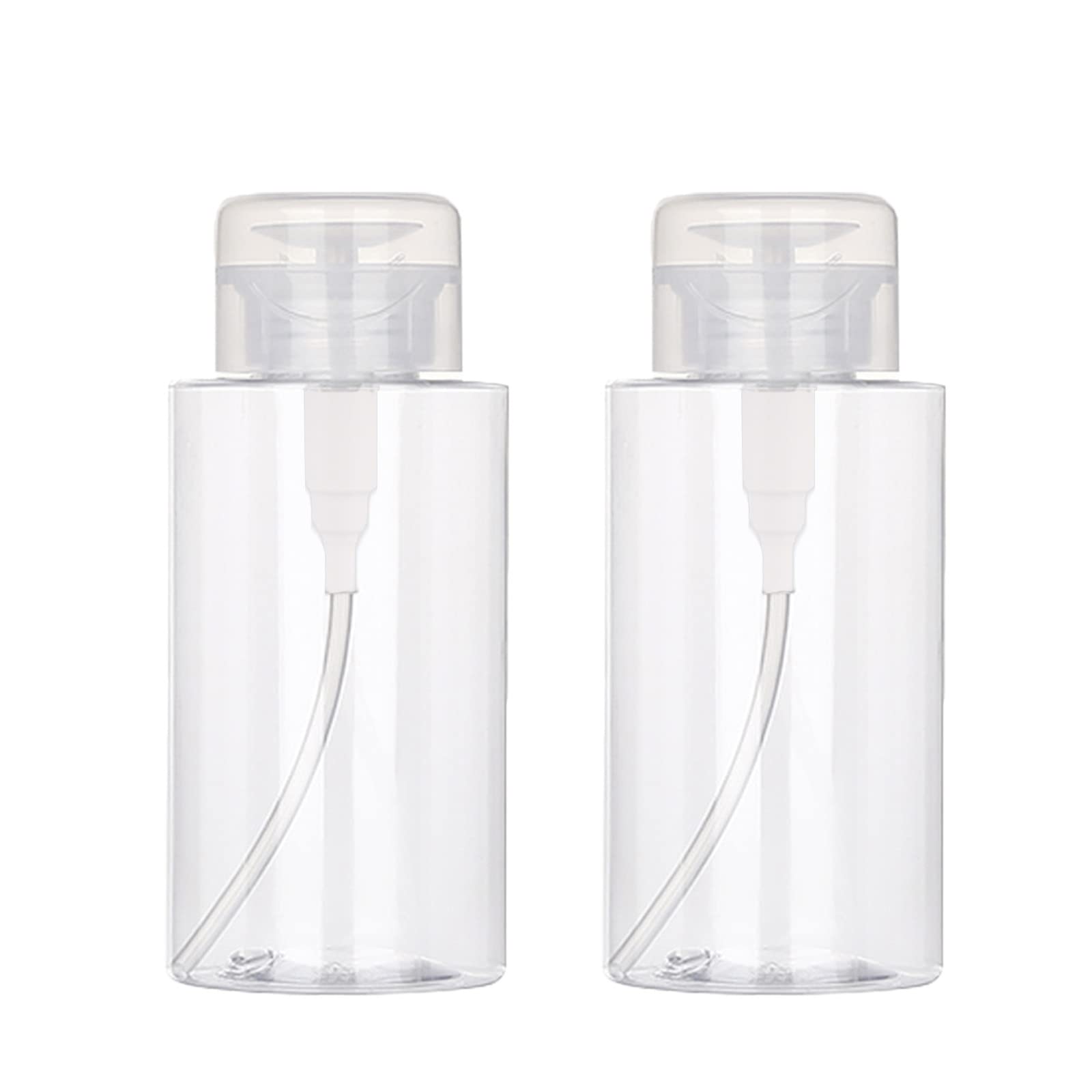 Shakeel 2pcs 200ml Nail Polish Remover Pump Bottle Dispenser, Clear Plastic Container for Makeup Remover