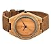 Zeiger Mens Bamboo Wooden Watch with Crazy Horse Leather Strap Japanese Quartz Analog Casual Vintage Watches Wood (Bamboo)