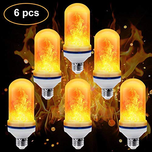 6-Pack Led Flame Light Bulbs, AUSAYE LED Burning Light Flicker Flame Lamp Bulb Fire Effect Decorative Bulb (6 Pieces)