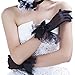 Greenery 30cm Long Elastic Net Yarn Knitted Voile Lace Bowknot Decoration Ladies Dress Gloves for Dinner Party, Weeding and Performance Occasions. (Bowknot black)