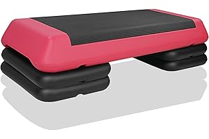HooKung Adjustable Aerobic Stepper Workout Step with 4 Risers Fitness & Exercise Platform Trainer