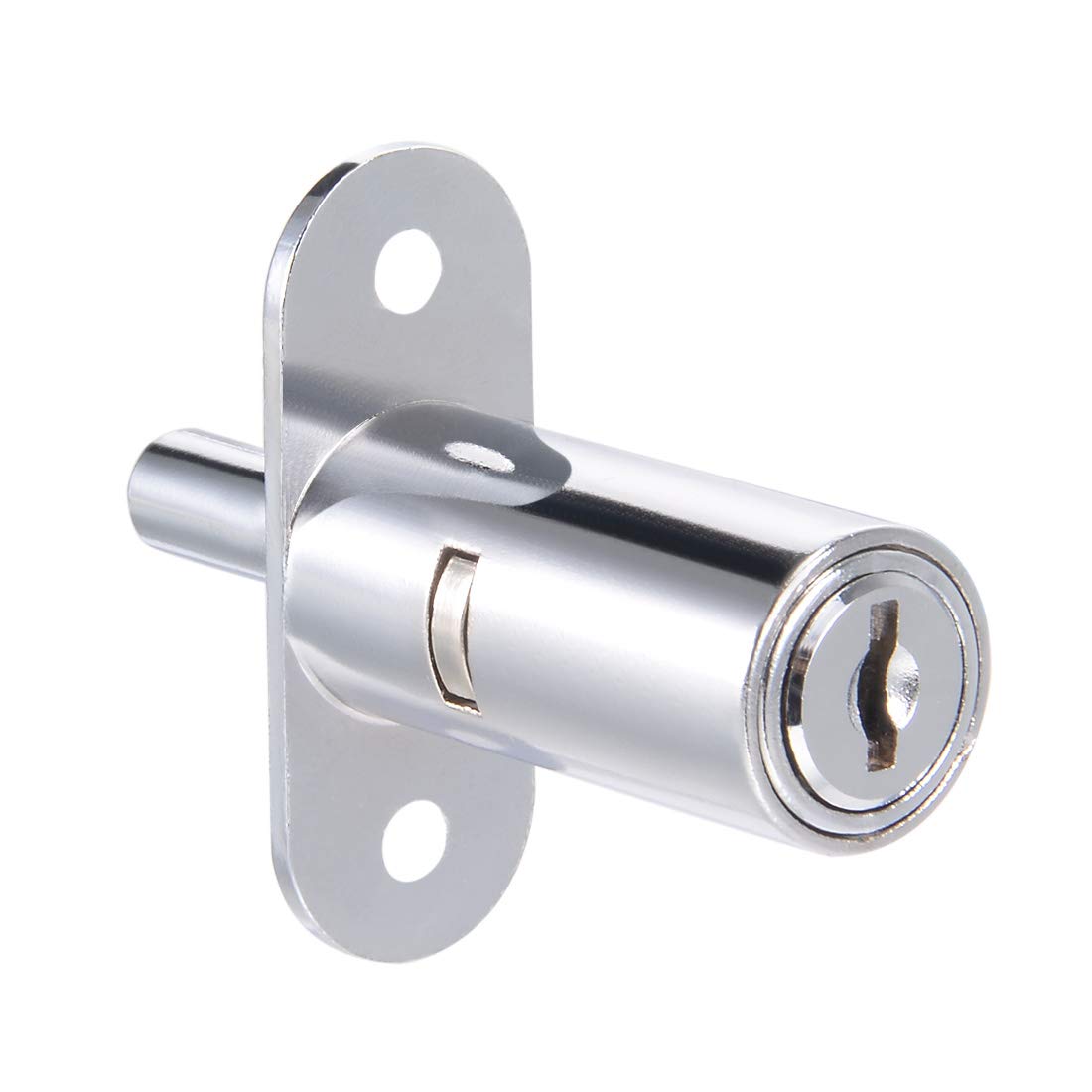 sourcing map Drawer Desk Wardrobe Cabinet Push Plunger Lock, 3/4" Cylinder Diameter 1-1/2" Cylinder Length, Zinc Alloy Chrome Finish, Keyed Alike