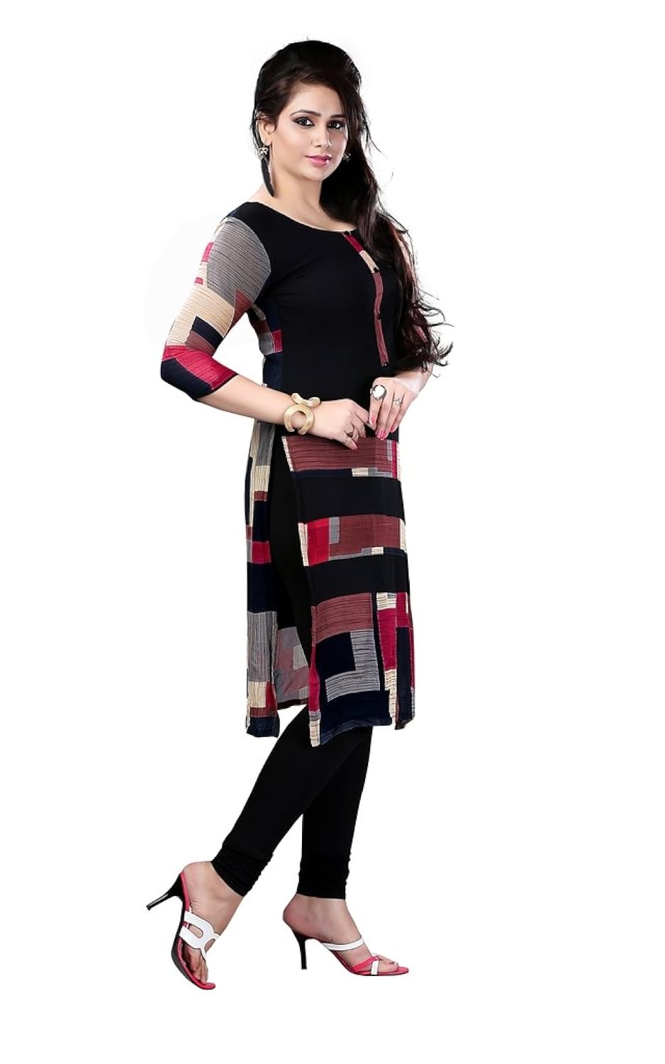 ziyaa women's straight faux crepe kurta