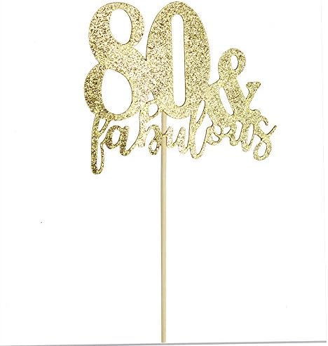 Happy Birthday Cake Topper 80th Birthday Cupcake Topper for Party Supply Decoration -80 & Fabulous Premium Quality