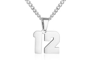 SUSOOK Number Necklace for Men Silver Athletes Number Chain Stainless Steel Charm Pendant Personalized Sports Jewelry for Men Basketball Baseball Football