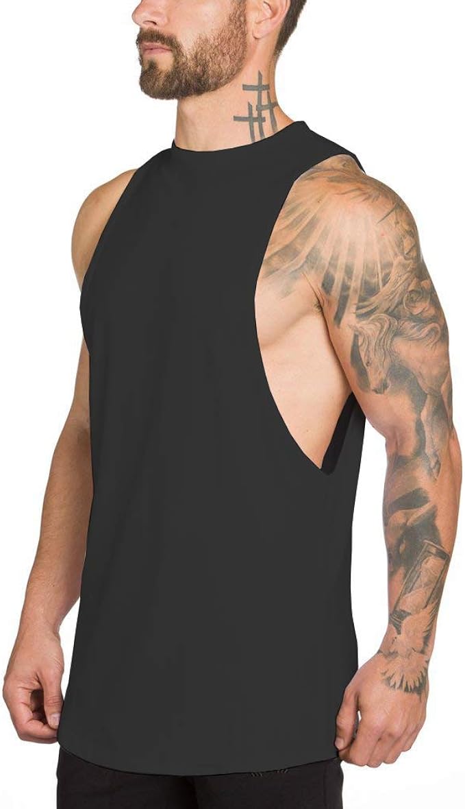 3 Pack Cotton Men's Muscle Shirts Sleeveless Gym Muscle Tee Fitness