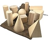 12 Geometric Shapes of Unpainted Wooden Blocks with Storage Bag