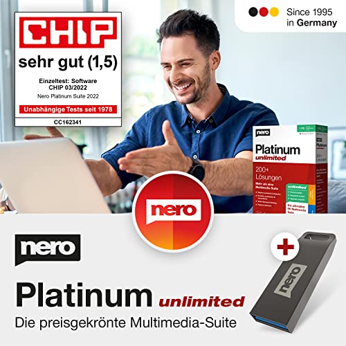 EL PAQUETE DE SOFTWARE: Nero Platinum Unlimited en memoria USB | Edición de vídeo | Copia de seguridad | Gestión y reproducción de medios | 8K | Fotos | Música | Ajuste del PC | Windows 11/10/8/7
