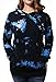 YaYa Bay Women Hoodies, Womens Lightweight Long Sleeve Pullover V Neck Kangaroo Pouch Pocket Fitness Tie Dye Sweatshirt Hoodie Medium Black Blue