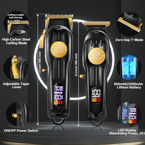 CIICII Men's Hair Clipper and Hair Machine Kit, Professional Wireless Hair Clipper for Hair Cutting (USB Rechargeable Adjustable Beard & Trimmer) Hair Clipper for Home Salon