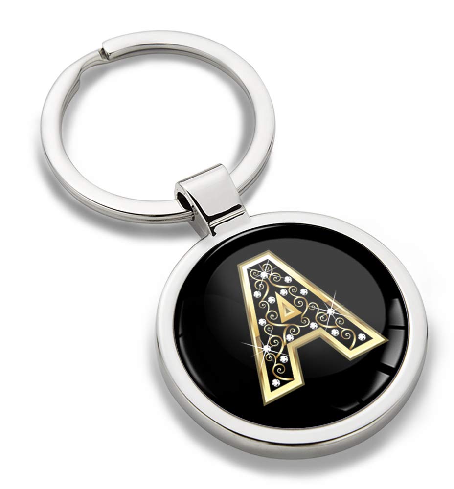 Biomar Labs Letter Keychain Alphabet Initial Keyring 3D Metal Stainless Steel Personalised Initials Charm for Car and Keys Available in Silver Rose Gold or Gold (A in Gold KK 53)