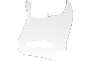 Musiclily 10 Hole JB Bass Pickguard for Fender US/Mexico Made Standard Jazz Bass, 3Ply White